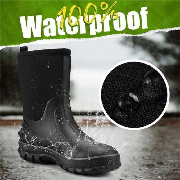 Rubber Boots for Men, 5.5mm Neoprene Insulated Rain Boots with Steel Shank main image 5